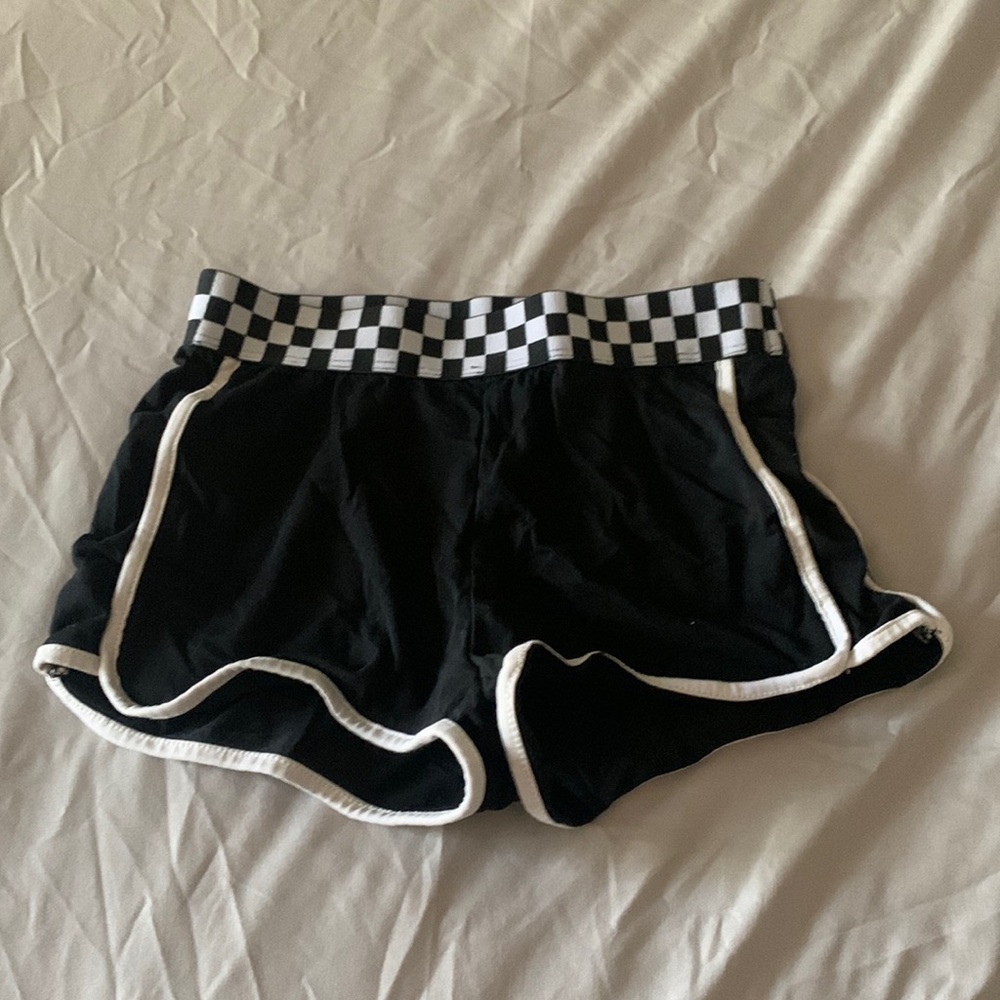 Black Shorts With Checkered Waistband